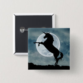 Bóton Quadrado 5.08cm Unicorn Silhouette Full Moon Night Sky, ZKOA