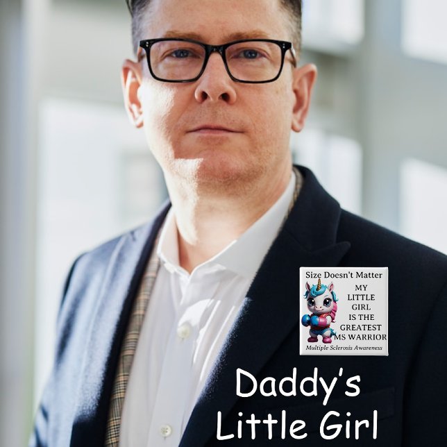 Bóton Quadrado 5.08cm Unicórnio, Filha, Criança, Botão MS Warrior (Criador carregado)