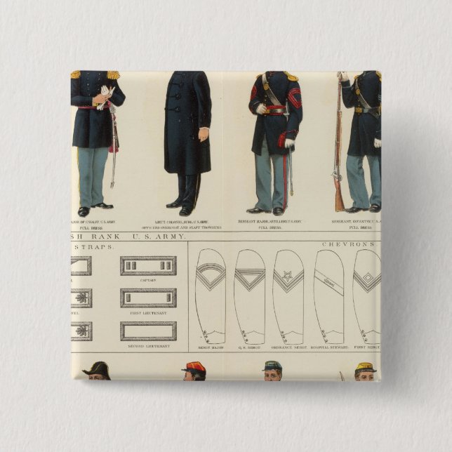 Bóton Quadrado 5.08cm Uniformes, EUA, exército CS (Frente)