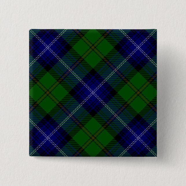 Bóton Quadrado 5.08cm Urquhart tartan Blue xadrez (Frente)