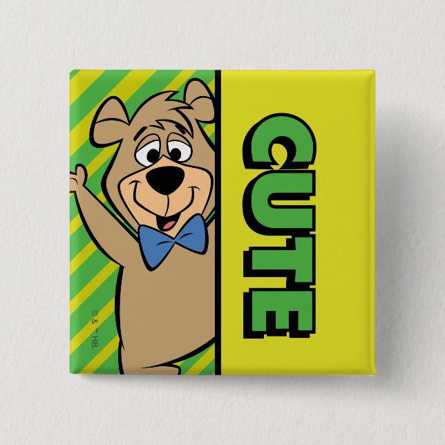 Bóton Quadrado 5.08cm Urso Boo-Boo Bonito (Frente)