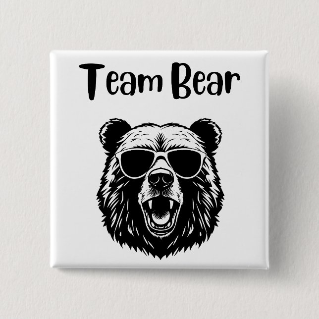 Bóton Quadrado 5.08cm Urso de Equipe (Frente)