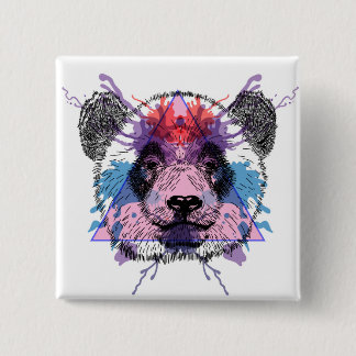 Bóton Quadrado 5.08cm Urso de panda geométrico