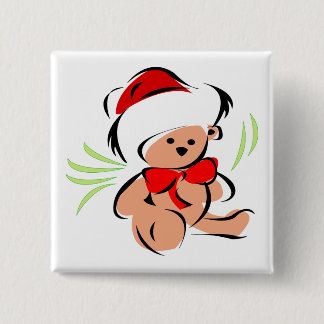 Bóton Quadrado 5.08cm Urso de ursinho bonito do Natal