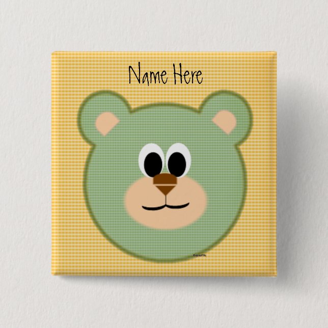 Bóton Quadrado 5.08cm Urso de ursinho Checkered (Frente)