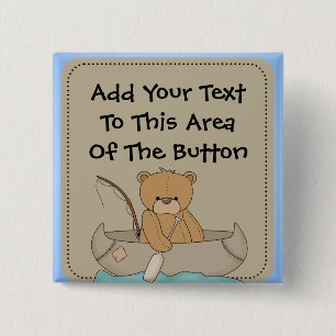 Bóton Quadrado 5.08cm Urso no botão da canoa