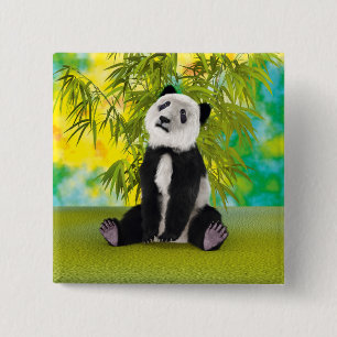 Bóton Quadrado 5.08cm Urso Panda Fofo Presente Perfeito para Amantes de 