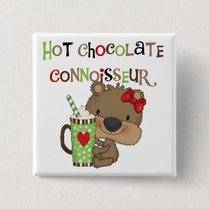 Bóton Quadrado 5.08cm Urso quente da menina de ChocolateConoisseur