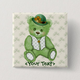 Bóton Quadrado 5.08cm Urso Vermelho Irlandês - Verde