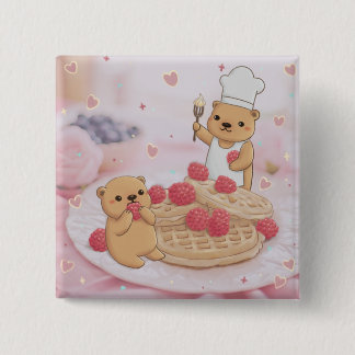 Bóton Quadrado 5.08cm Ursos de Teddy e Waffles