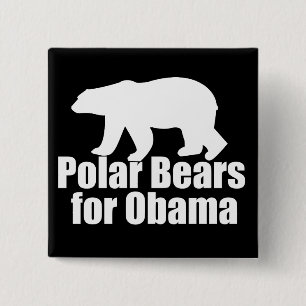 Bóton Quadrado 5.08cm Ursos polares para Obama