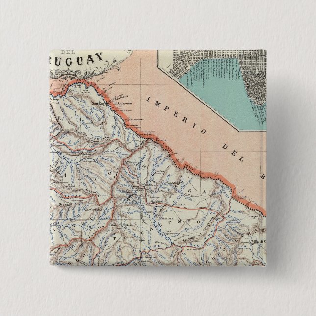 Bóton Quadrado 5.08cm Uruguai (Frente)