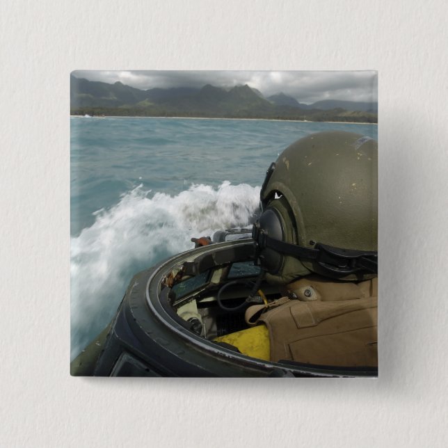 Bóton Quadrado 5.08cm US Marine dirigindo um veículo anfíbio de agressão (Frente)