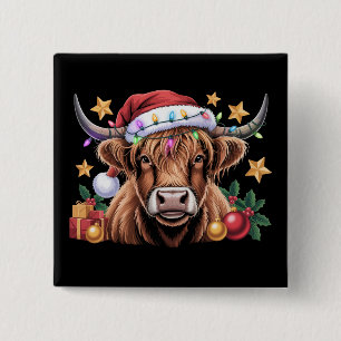 Bóton Quadrado 5.08cm Vaca das Terras Altas Natal Novilhas Fazenda Fazen