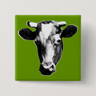 Bóton Quadrado 5.08cm Vaca do pop art