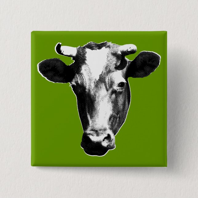 Bóton Quadrado 5.08cm Vaca Pop Art (Frente)