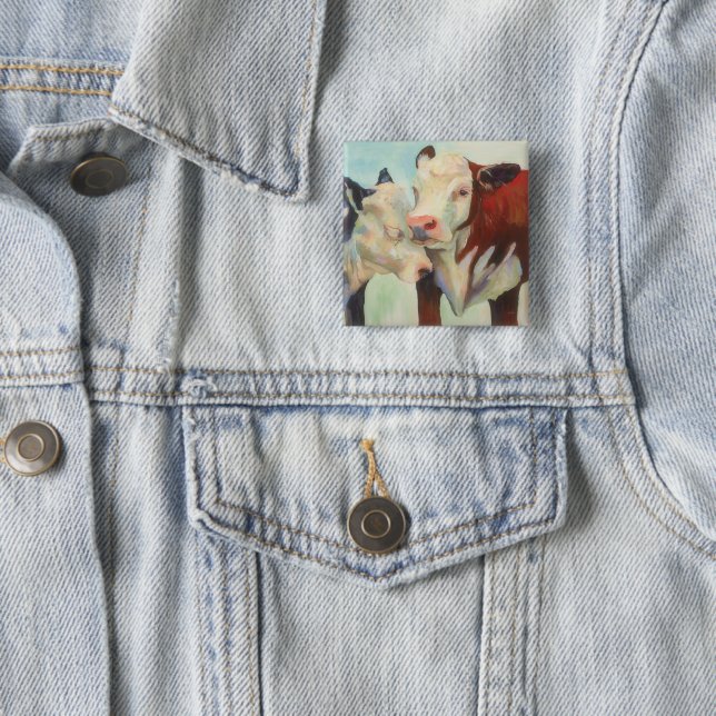 Bóton Quadrado 5.08cm Vacas Apaixonadas (In Situ)