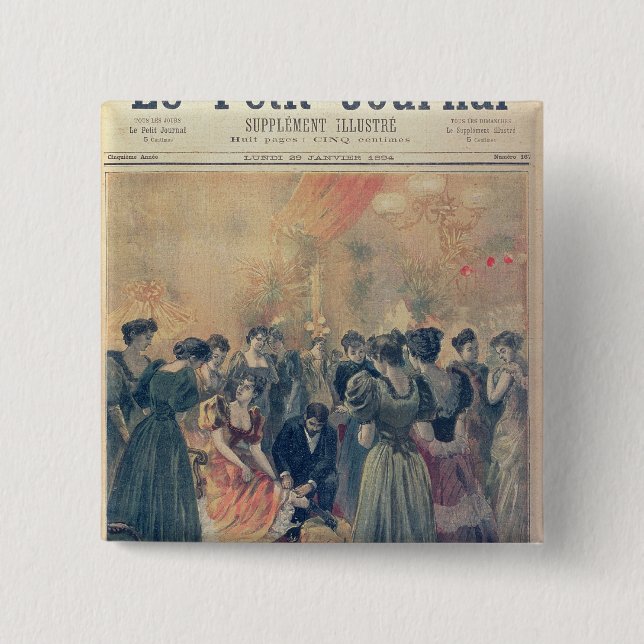 Bóton Quadrado 5.08cm Vacinação em uma recepção da noite (Frente)