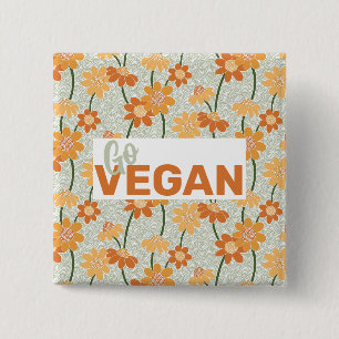 Bóton Quadrado 5.08cm Vai Vegan! Flores retrorreflectoras bonito mudas n