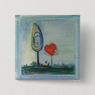 Bóton Quadrado 5.08cm Valentine, Insígnia de Amor
