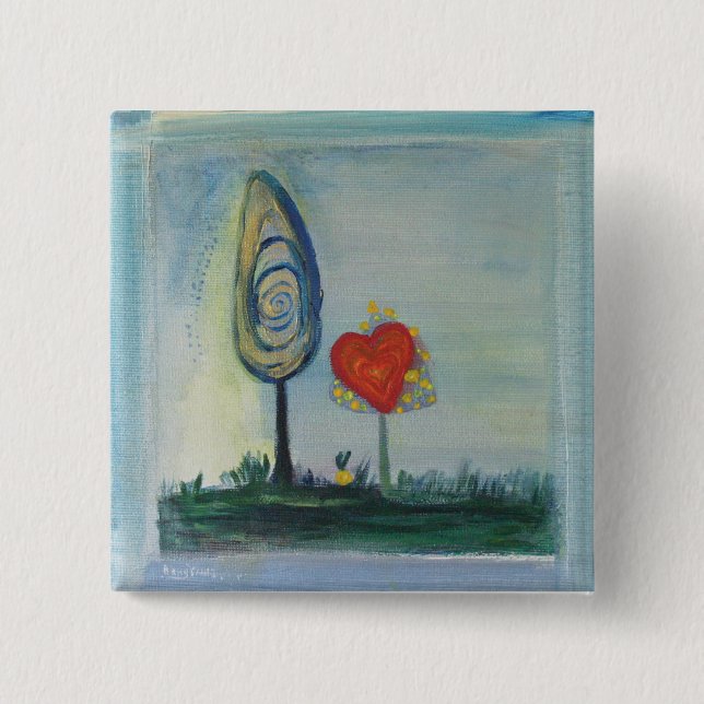 Bóton Quadrado 5.08cm Valentine, Insígnia de Amor (Frente)