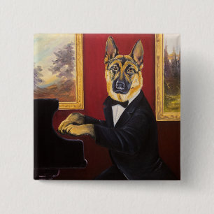 Bóton Quadrado 5.08cm Valsa do piano do german shepherd