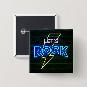 Bóton Quadrado 5.08cm Vamos Rock Lightning Bolt 2