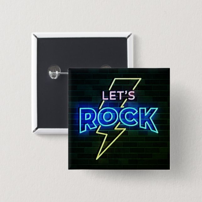 Bóton Quadrado 5.08cm Vamos Rock Lightning Bolt 2 (Frente & Verso)
