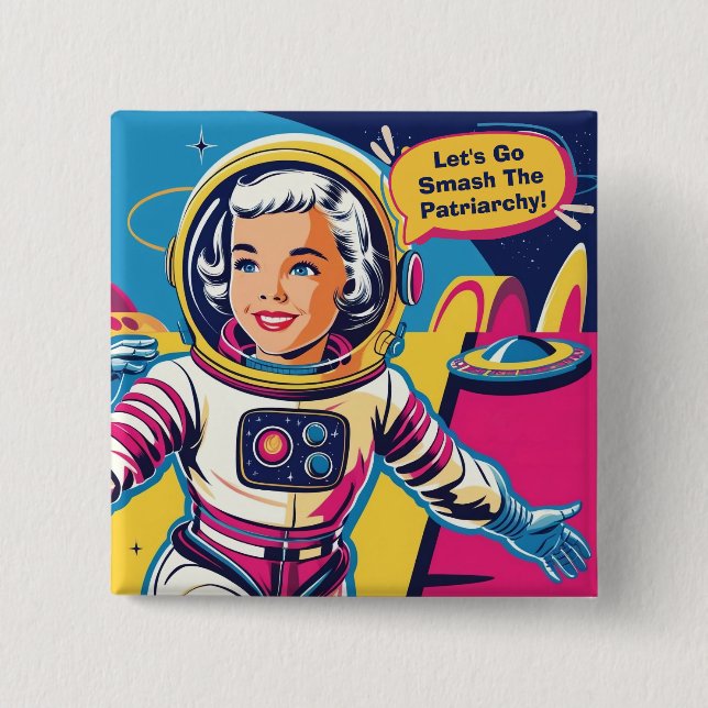 Bóton Quadrado 5.08cm Vamos Vai Esmagar O Patriarcado Feminista (Frente)