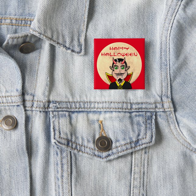 Bóton Quadrado 5.08cm Vampiro Halloween / Lua (In Situ)