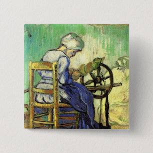 Bóton Quadrado 5.08cm Van Gogh, girador, arte do impressionismo do