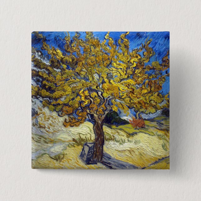 Bóton Quadrado 5.08cm Van Gogh Mulberry Tree Impressionism Art (Frente)
