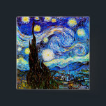 Bóton Quadrado 5.08cm Van Gogh Starry Night Fine Art<br><div class="desc">Starry Night,  belas artes de Vincent van Gogh.</div>