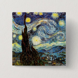 Bóton Quadrado 5.08cm Van Gogh Starry Night Fine Art