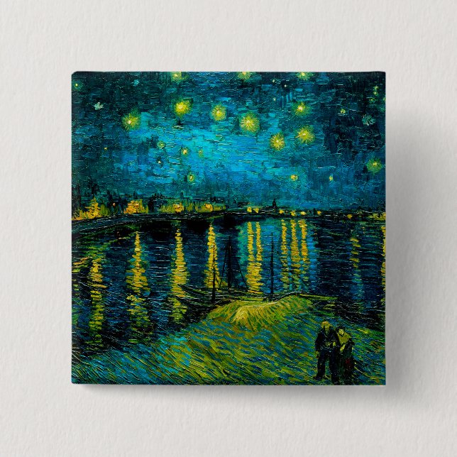 Bóton Quadrado 5.08cm Van Gogh Starry Night Over the Rhône (Frente)
