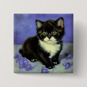 Bóton Quadrado 5.08cm Van Gogh Tuxedo Kitten