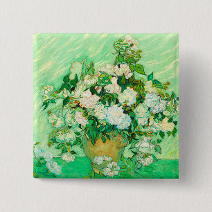 Bóton Quadrado 5.08cm Van Gogh White Roses