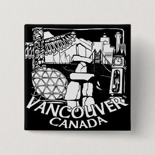 Bóton Quadrado 5.08cm Vancouver Canada Souvenir Buttons Gastown Art Gift