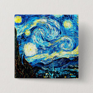 Bóton Quadrado 5.08cm VanGogh, noite estelar