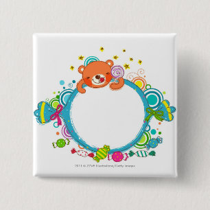 Bóton Quadrado 5.08cm Variedade de doces