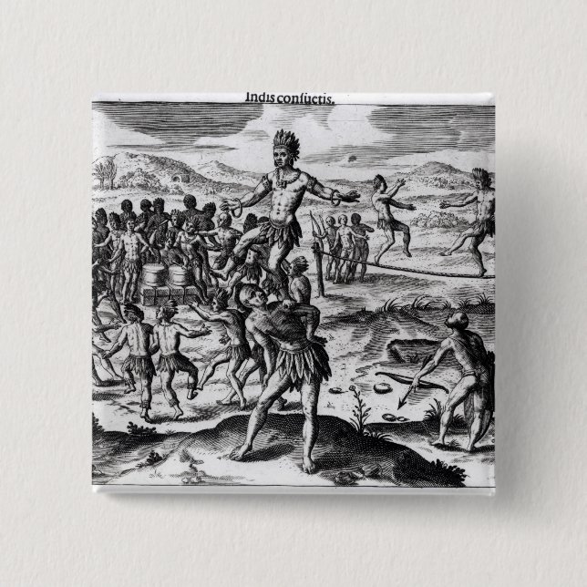 Bóton Quadrado 5.08cm Vários jogos indianos, 'de Americae (Frente)