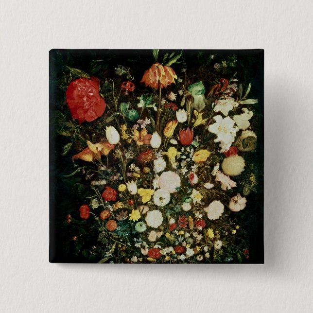 Bóton Quadrado 5.08cm Vaso das flores (Frente)