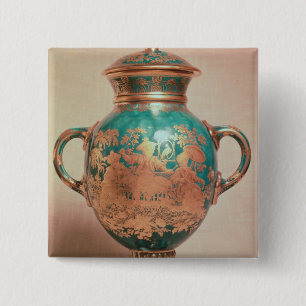 Bóton Quadrado 5.08cm Vaso e tampa de Chelsea com chinoiserie da porca