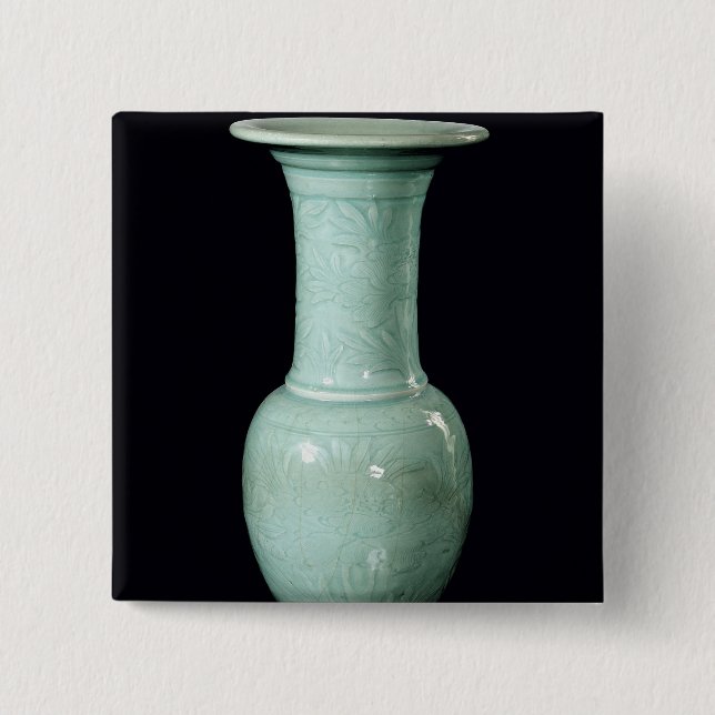 Bóton Quadrado 5.08cm Vaso vitrificado Celadon, dinastia de Yuan (Frente)