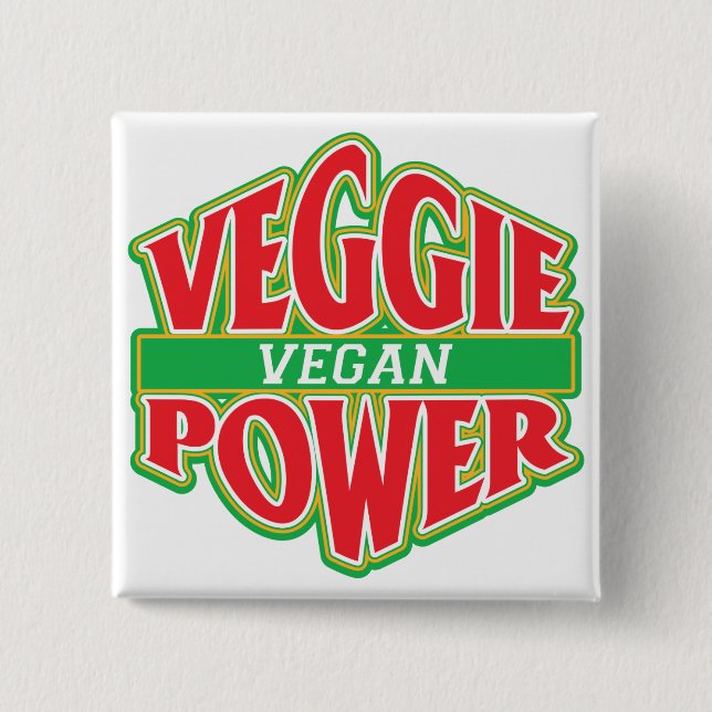 Bóton Quadrado 5.08cm Vegan do poder do vegetariano (Frente)