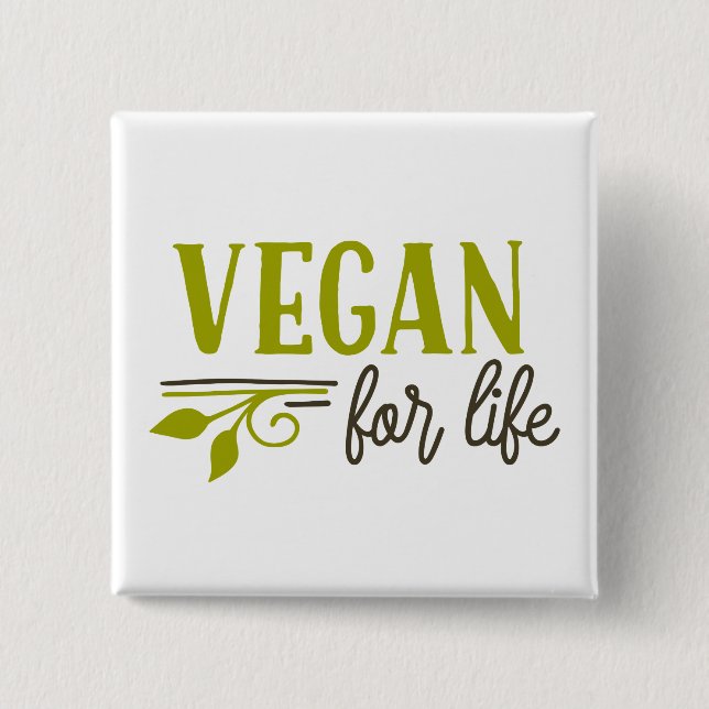 Bóton Quadrado 5.08cm Vegan For Life (Frente)