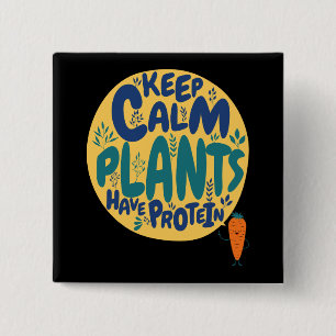 Bóton Quadrado 5.08cm Vegan Mantém Plantas Calmas Diversão Vegetal De Pr