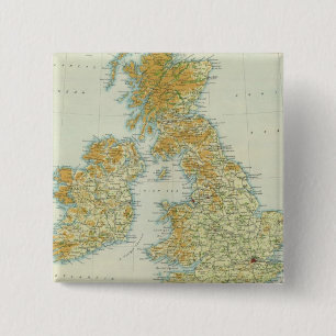 Bóton Quadrado 5.08cm Vegetação e mapa climático das Ilhas Britânica