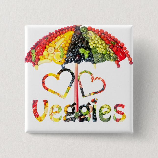 Bóton Quadrado 5.08cm Vegetarianos do amor (Frente)