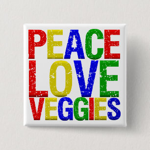 Bóton Quadrado 5.08cm Vegetarianos do amor da paz
